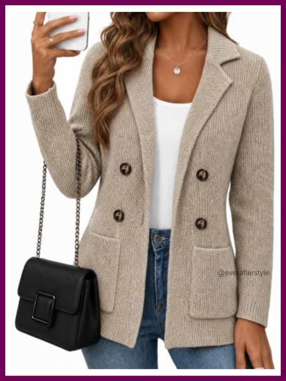 Womens Knit Sweater Blazer Cardigan Double Breasted Business Casual